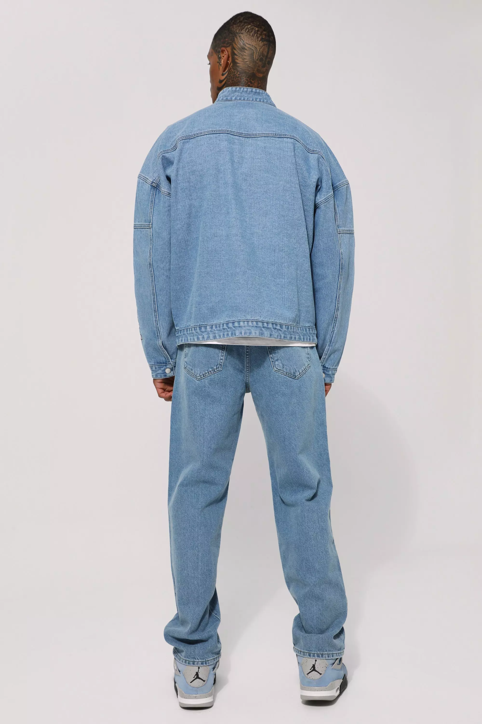 Moto oversized denim jacket store